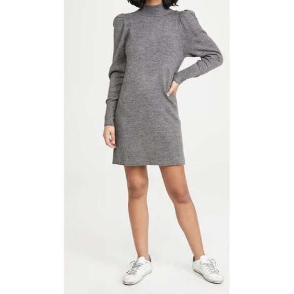NWT Wayf Lola Puff Sleeve Sweater Dress in Heather Charcoal Gray XS Knit - Picture 1 of 10